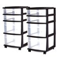 thumbnail image 1 of Homz Tour de Rangement Domestique Moyenne en Plastique à 4 Tiroirs Transparents (Lot de 2), 1 of 11