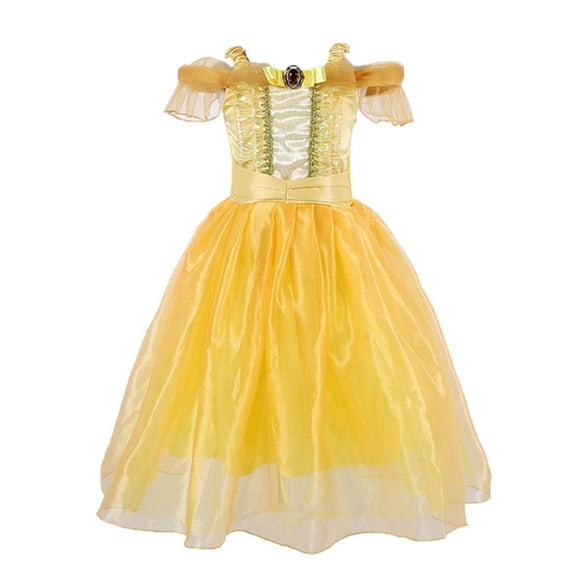 HAWEE Deluxe Princess Belle Dress Up for Girls Christmas Party Fancy Cosplay Beauty and the Beast Costume