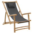 thumbnail image 1 of vidaXL Deck Chair Bamboo and Canvas Dark Grey, 1 of 5