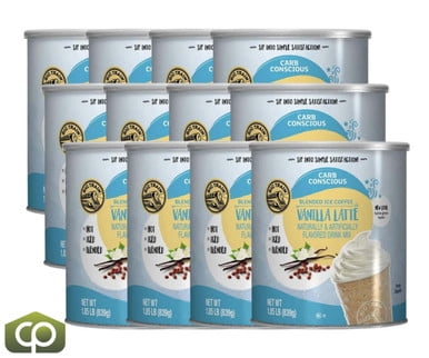 Big Train Low Carb Vanilla Latte Blended Ice Coffee Mix, Keto-Friendly Frappe Base, 1.85 lb. Can (12/Case Bulk)