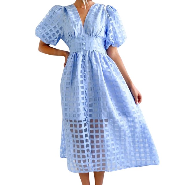 Ketyyh-chn99 Robes d'Été pour Femmes Grande Taille Décontractées Robe de Plage Robe de Plage Automne Décontractée Ample Mini-Robe Bleu Clair,m