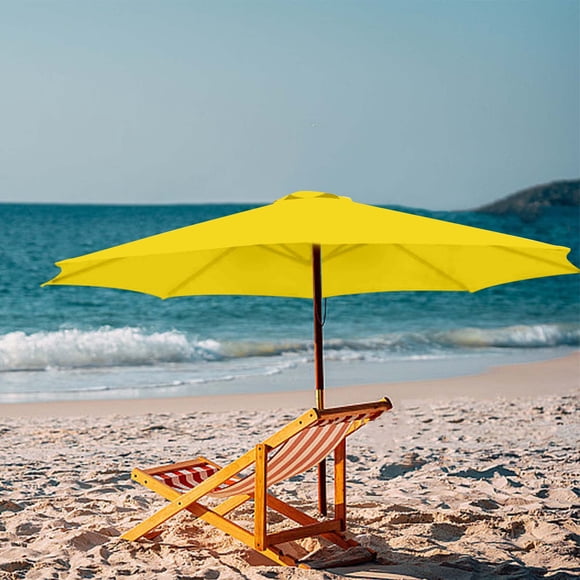 Dvkptbk 6.6ft Beach Umbrella for Sand, Outdoor Portable Beach Umbrella Replacement Top Suit 8 Ribs and Sun Shade for Beach Patio Garden Pool Backyard