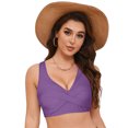 thumbnail image 4 of Huesdet Haut de Bikini pour Femmes Bretelles Spaghetti Réglables Haut de Maillot de Bain Col Rond Rembourré (Violet, P), 4 of 9