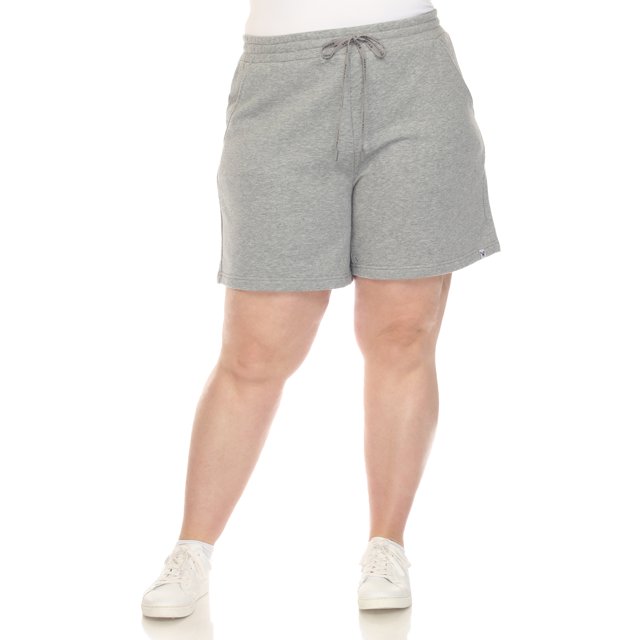 White Mark Short en Molleton Longline Extensible à Taille Haute pour Femmes