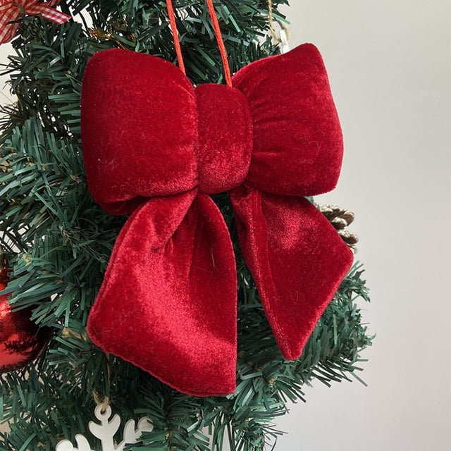 Christmas Bow Christmas Tree Decoration Hanging Red Velvet Bow Christmas Tree Decoration