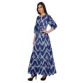 thumbnail image 2 of Moomaya Printed Round Neck 3/4 Sleeve Long Maxi Dress With Drawstring Waist, 2 of 3
