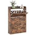thumbnail image 1 of HOMCOM Armoire à Chaussures Étroite Armoire de Rangement pour Chaussures Style Ferme Brun Rustique, 1 of 10