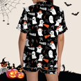 thumbnail image 5 of Pyjama pour Femmes en Satin Imprimé Graphique, Mignon, Tenue de Nuit, Boutons, Hauts à Manches Courtes, Ensembles de Shorts, 5 of 5