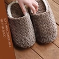 thumbnail image 4 of Mens and Womens Furry Slippers Flannel Lining Close Toe Solid Color Simplicity Thick Bottom Memory Foam Comfortable Non-Slip Warm Winter Home Slippers Brown, 4 of 6