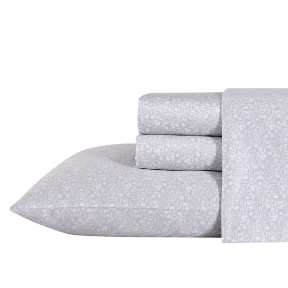 Laura Ashley Home - Draps Très Grand, Ensemble de Literie en Satin de Coton Doux - Déco Maison Élégante, Lisse et Respirante (Winnie Grey, Très Grand)