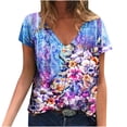 thumbnail image 2 of Blouse d'Été Grande Taille à Manches Courtes pour Femmes, Blouse Imprimée d'Été, T-Shirts Décontractés à Col en V à Manches Courtes, Hauts, T-Shirt à Col en V pour Femmes en Liquidation, 2 of 5