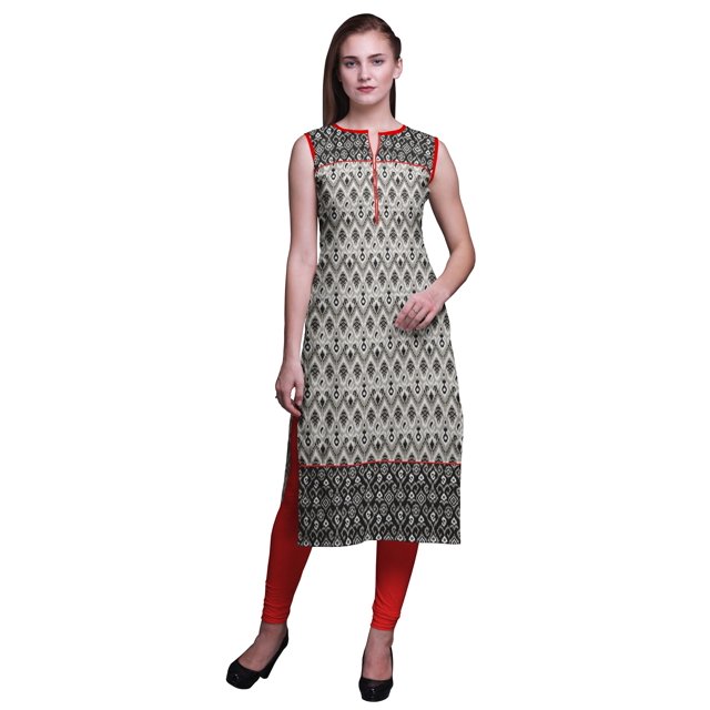 Bimba Tuniques Droites pour Femmes Imprimées Sans Manches Kurti Décontractée Robe Petite