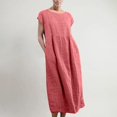 thumbnail image 1 of HKEJIAOI Robes Décontractées pour Femmes Offres Liquidation Cadeau d'Anniversaire Mode pour Femmes Uni Sans Manches à Col Rond Robe Longue Rétro Rouge, 1 of 6