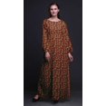 thumbnail image 4 of Bimba Robe Maxi à Manches Longues pour Femmes en Georgette Mousse Imprimée de Feuilles et de Pivoines, Taille Élastique - Grande, 4 of 5