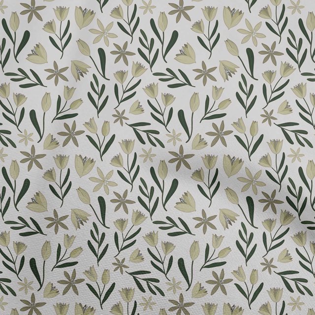 oneOone Polyester Spandex Light Green Fabric Floral Sewing Material Print Fabric By The Yard 56 Inch Wide