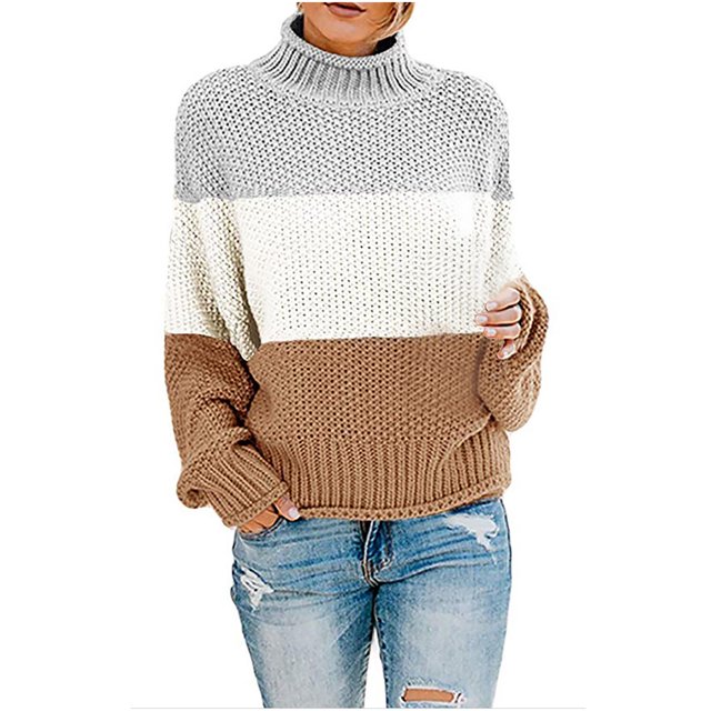 TIMIFIS Chandails pour Femmes Chandail à Enfiler Haut Col Rond Manches Longues Ample Duveteux Tricot Épais Chaud Chandail à Enfiler Hiver Automne Haut Vêtement d'Extérieur Automne/hiver