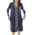 thumbnail image 1 of Timegard Chemise de Nuit pour Femmes à Boutons, Col en V, Manches Longues, Chemises de Sommeil, Pyjama Décontracté, Robe de Maison Confortable, 1 of 8