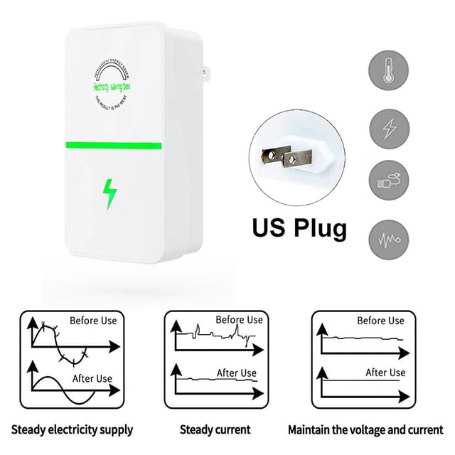 Appareil d'Économie d'Énergie Économiseur d'Énergie Régulateur d'Électricité / Réduit la Perte de Puissance Réactive et les Fluctuations de Tension / Protège les Appareils contre les Surtensions / Utilisation à Brancher pour la Maison, le Bureau et les Espaces Commerciaux
