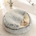thumbnail image 4 of Lit pour Animaux en Peluche Rond avec Capuche, Lit Chaud pour Petits Chiens, Lit Doux et Moelleux pour Chat, 4 of 5