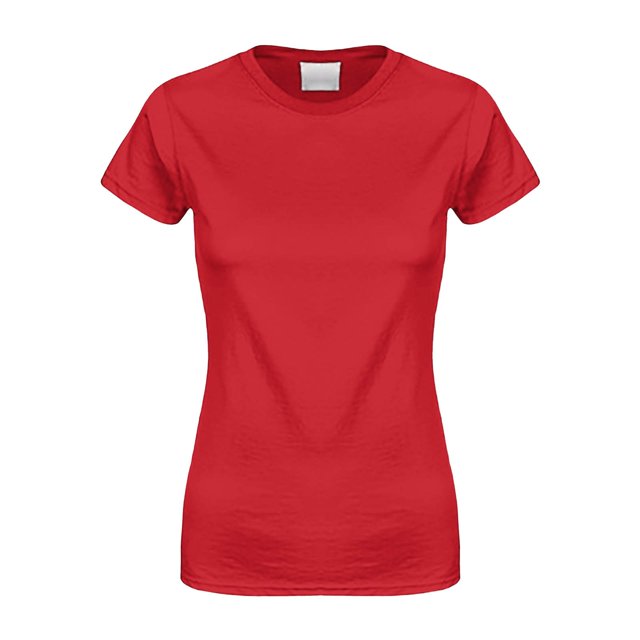 T-Shirt de Protection Solaire à Manches Courtes pour Femmes, Ajusté, Yoga, Course, Gym, Entraînement, Basique en Coton, Col Rond, Longueur Tunique, Rouge TTG