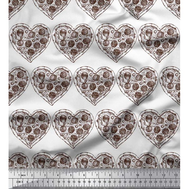 Soimoi Tissu Satin Modal Imprimé Pizza au Mètre 42 Pouces de Large