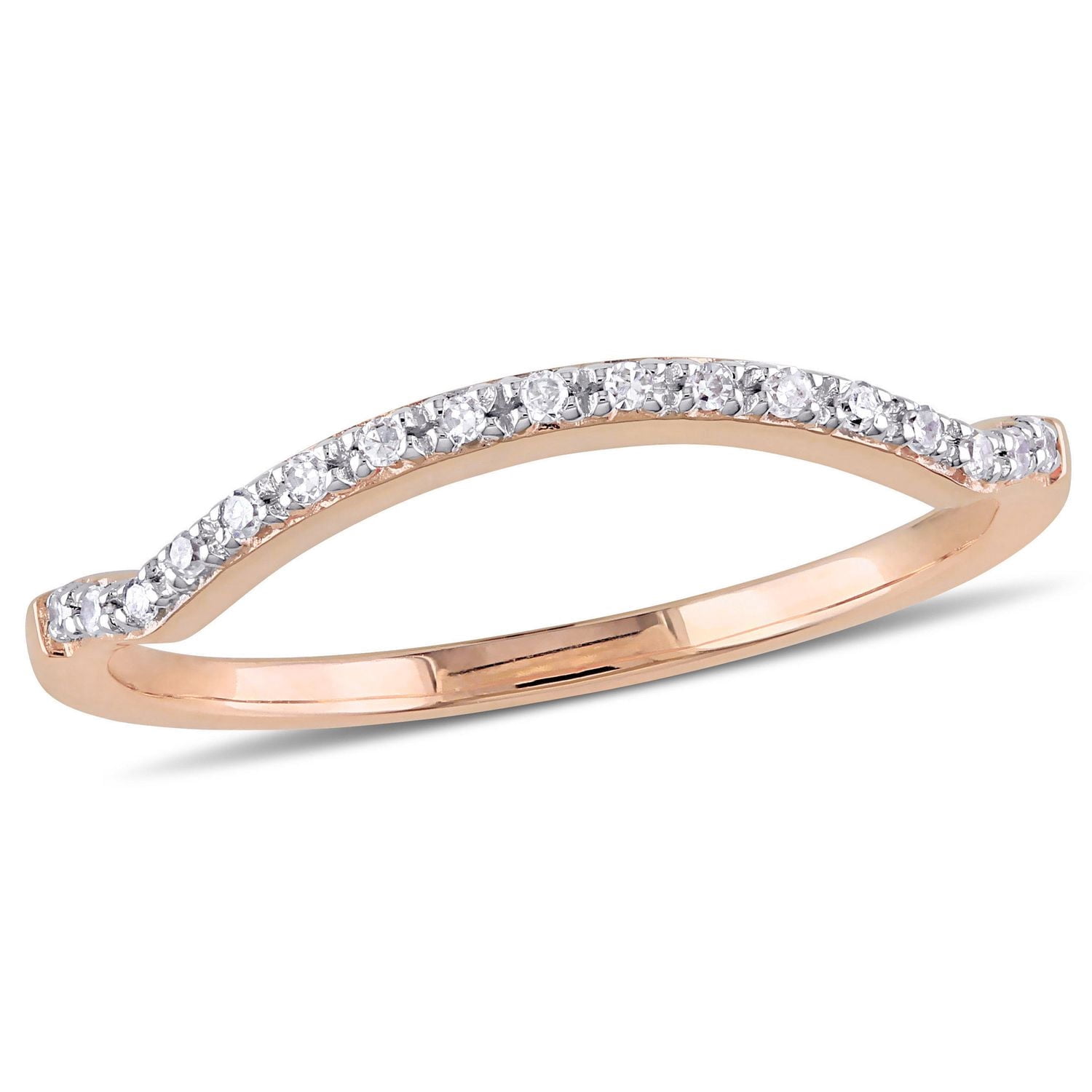 Miabella Diamond-Accent 10 K Rose Gold Contour Semi-Eternity Wedding Band