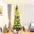 thumbnail image 4 of Costway Arbre de Noël Crayon Artificiel en PVC de 7 Pi, Mince, avec Support, Déco Maison, Vert, 4 of 10