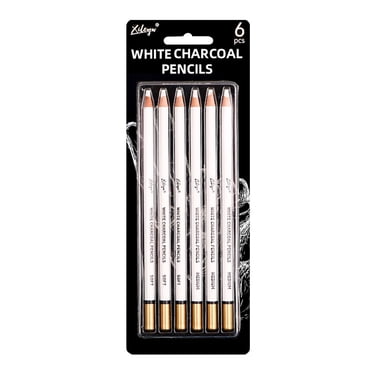 KAKOWELY 6Pcs White Charcoal Pencils Sketch White Pencils Drawing Pencils Sketching Pencils,6.89"X0.31"X0.31"