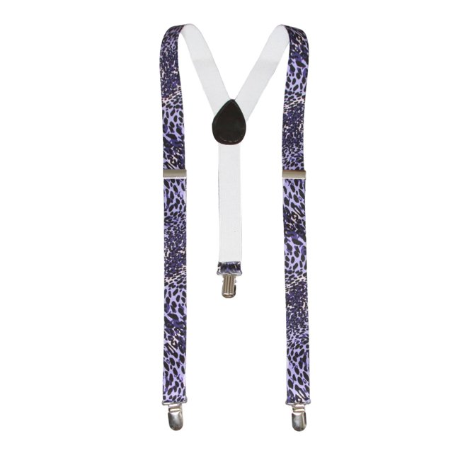 Purple Cheetah Print 3 Clip Stretchable Suspenders 2 pack