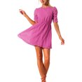 thumbnail image 1 of INSPIRE CHIC Robe pour Femme à Col Rond, Manches Froncées, Étoiles Métalliques Brillantes, Rose Vif, TG, 1 of 4