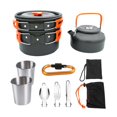 thumbnail image 4 of Quzzie 9 Pieces Camping Pot Camping Cookware Set Containing Pan Kettle Foldable Utensils Stainless Steel Aluminum Alloy Cups Portable Cooker Suitable for Outdoor Cooking Backpacking Orange, 4 of 8