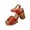 Red, variant on HTHLVMD Platform Heel Sandals, Chunky Heel Shoes, Women's Metallic Pu Chunky Heel Sandals – Platform Block Heels With Adjustable Buckle, Comfortable Wedding Party Dress Pump Sandal, Gold 8