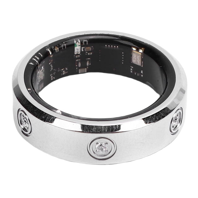 Sports Tracker Ring, Inlaid Rhinestone Stainless Steel IP68 Water Proof Comfortable Wear Smart Finger Ring for Daily Life Work Size 6 16.85mm / 0.66in,Size 7 17.5mm / 0.69in,Size