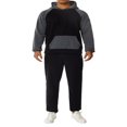 thumbnail image 1 of Men‘s Fitness Sports Pants Set Contrast Color Patchwork Drawstring Hooded Large Pocket Sweater + High Stretch Pants, 1 of 9