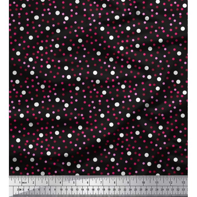 Soimoi Moss Georgette Fabric Dots Shirting Printed Fabric 1 Yard 42 Inch Wide