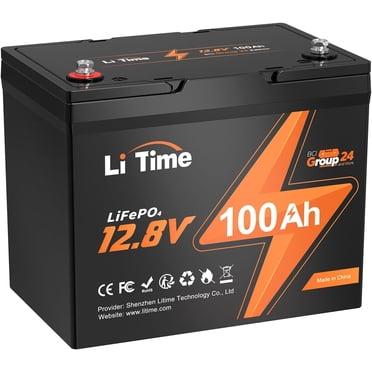LiTime 12V 100Ah BCI Group 24 Batterie au Lithium 1,28kWh Batterie Rechargeable LiFePO4 pour VR Autocaravane