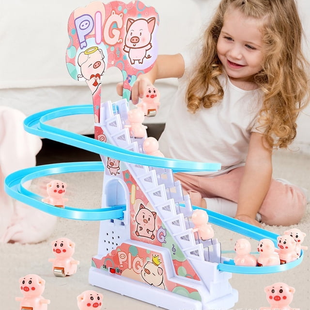 Aodebiao 1 Packs Automatic Climbing Stairs Electric Toy Set with Light Music, Educational Track Play for Toddlers, Interactive Learning Activity for Pre , Motor Skill Development Toy