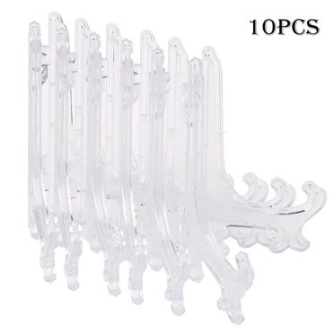 Leke 10 Pcs Support d'Assiette d'Exposition en Plastique de 3 Pouces Chevalet Cadres Images Bols Support Transparent