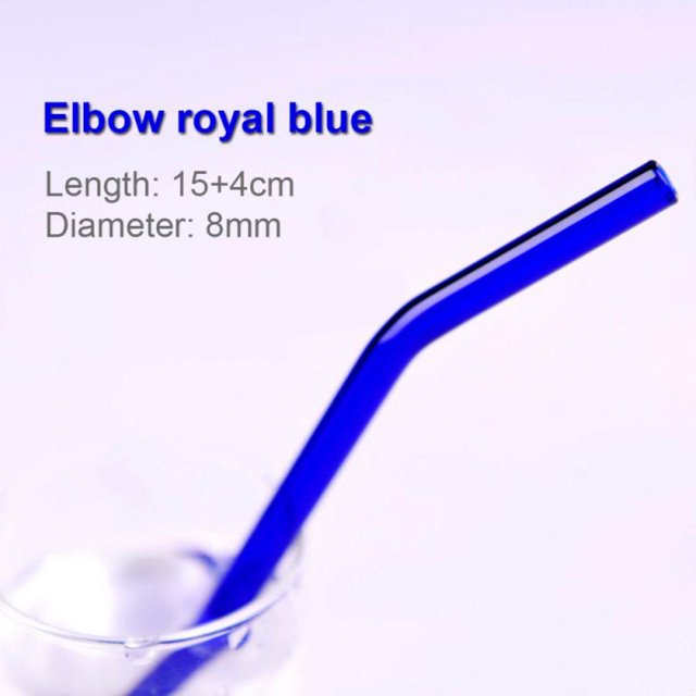 Glass Straw Heat And High Temperature Resistant 8mm*18cm Elbow Multi-color