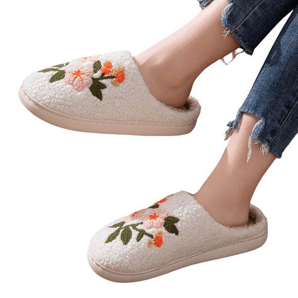 Zhanying Pantoufles à Plateforme pour Femmes, Pantoufles à Enfiler à Motif Floral pour Femmes pour Usage Intérieur et Extérieur avec Semelle Souple Confortable, Idéales pour la Maison et le Quotidien