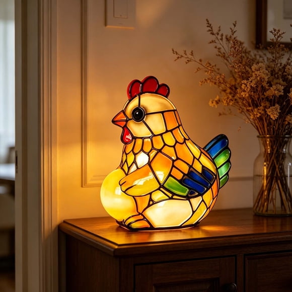 Tyidzon Veilleuse Oeuf de Poule Style Teinté Résine Alimentée par USB Lampe de Table pour Déco