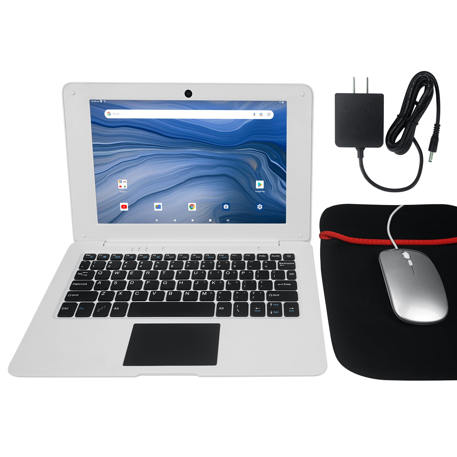 T&C Kids Laptop Computer, 10" Inch Laptop Powered by Android 12.0 Operating System, 2gb Ram+ 64gb Rom, Bluetooth, Wi-Fi- White