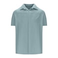 thumbnail image 4 of asjyhkr Mens Beach Button down Shirts Casual Stretch Collared Summer Travel Short Sleeve Tops, 4 of 5
