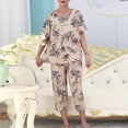 thumbnail image 2 of Pisexur Ensembles de Pyjama pour Femmes 2 Pcs Boho à Imprimé Floral Chemises de Nuit en Coton pour Femmes Décontractées Col Rond T-Shirts à Manches Courtes Hauts et Pantalons de Détente Longueur Genou Pyjamas Grande Taille pour Femmes Ensemble TG-4TG, 2 of 3