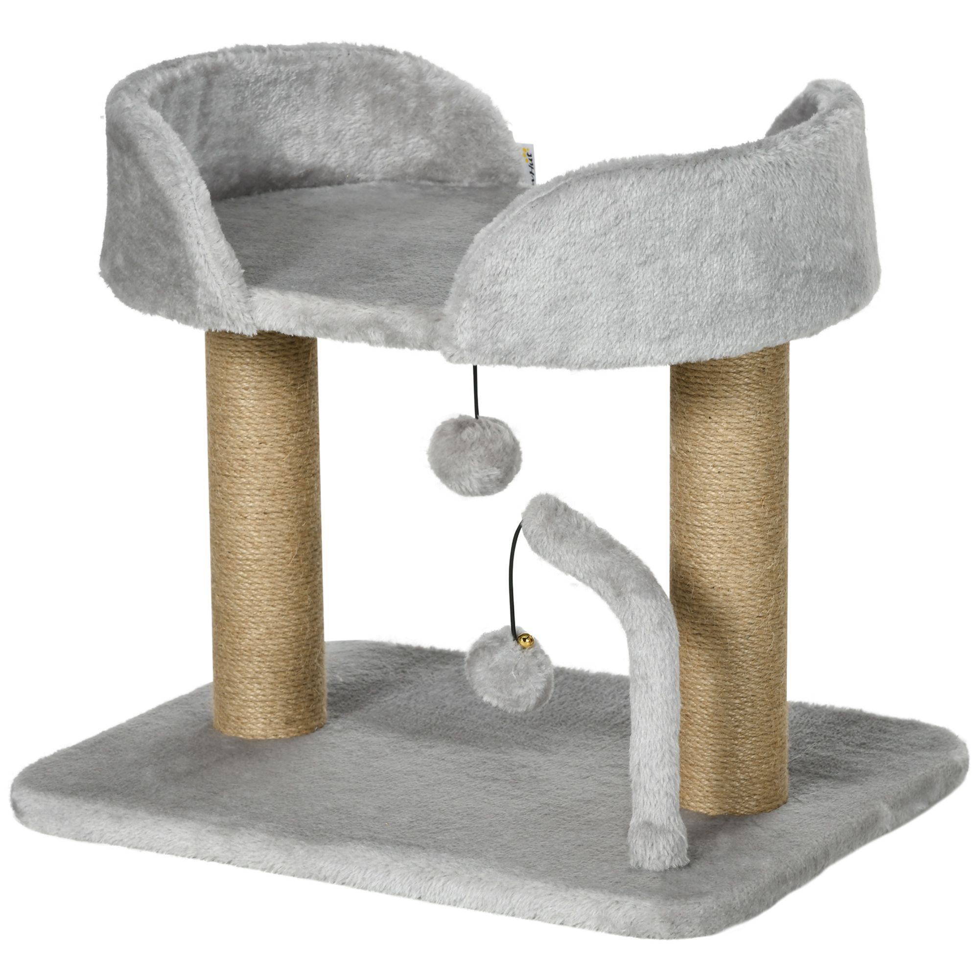 Light Grey Cat Tree Condo - Small Indoor Cat Tower with Scratching Posts & Perch - Perfect for Living Room & Bedroom Play - 18.9" x 15" x 16.5"
