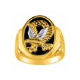 thumbnail image 1 of RYLOS Men's Rings 14K Yellow Gold Ring Designer Patriotic Eagle USA Ring With Diamonds and Black Onyx Rings For Men Size 9, 1 of 6