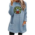 thumbnail image 1 of Timegard Tops for Women Fall Winter Fleece Linend Christmas Print Long Sleeve Thick Pullover with Pockets, 1 of 3