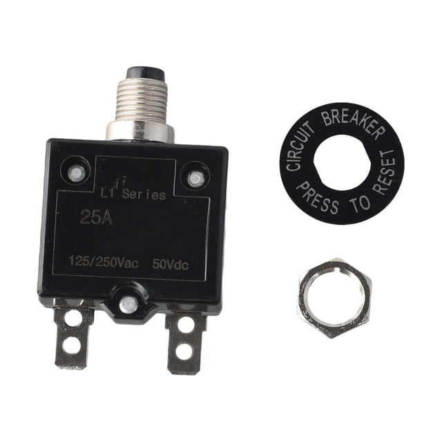 Rooha Convenient Button Motor Protection 125-250V Protector BlACk Color Easy Reset Excessive Current Detection Electrical Safety,25A