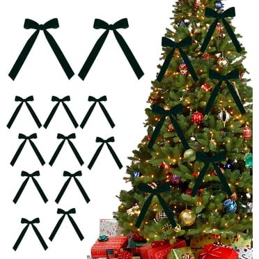 Staron 12 Pcs Nœuds en Velours pour Arbre de Noël, Nœuds Bruns pour Arbre de Noël, Nœuds en Velours pour Arbre de Noël Guirlande de Porte Déco Couronne Vintage Nœud