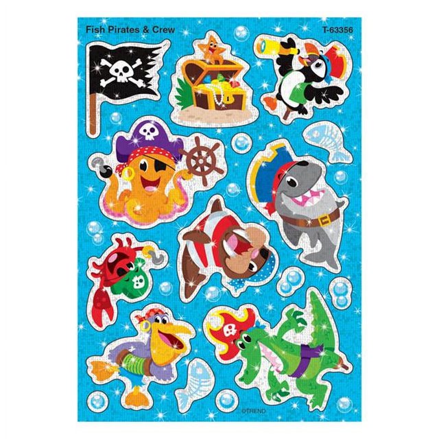 Trend Enterprises T-63356 Poissons Pirates & Crew Sparkle Stickers&44; Grand